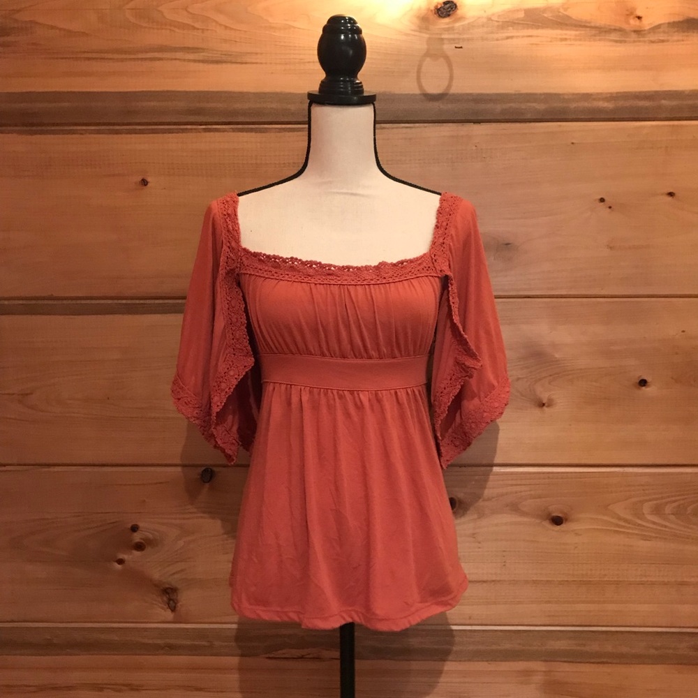 Licorice Orange Crochet Outlined Top